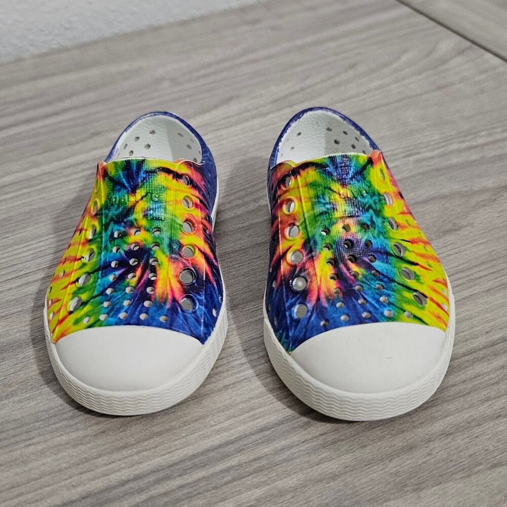 Native Shoes Jefferson Classic Slip On Shell White Neon Multi Tie Dye Toddler C5